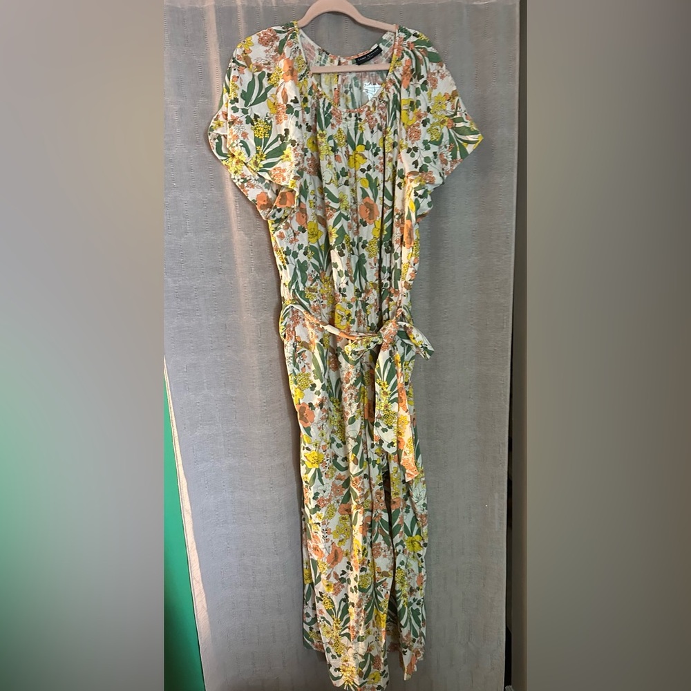 Lane Bryant Smocked-Neck Wide Leg Floral Jumpsuit - Picture 4 of 11